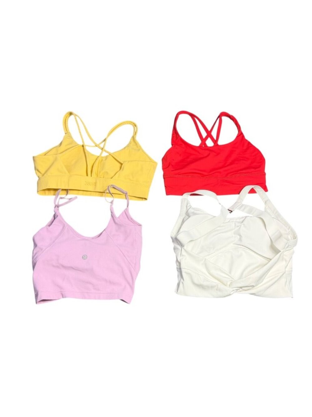 Assorted Womens 4 Sports Bras Yellow Red White Lavender J8Fit Lululemon Halara M